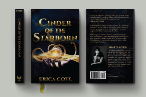 book mockup with front of book and back and spine