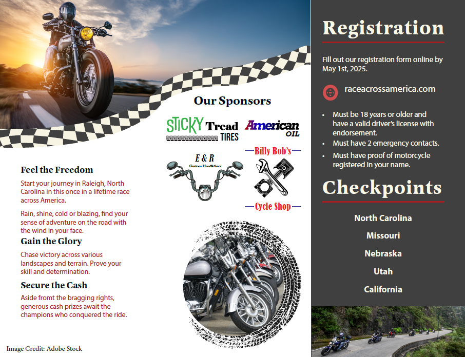 motorcycle race brochure