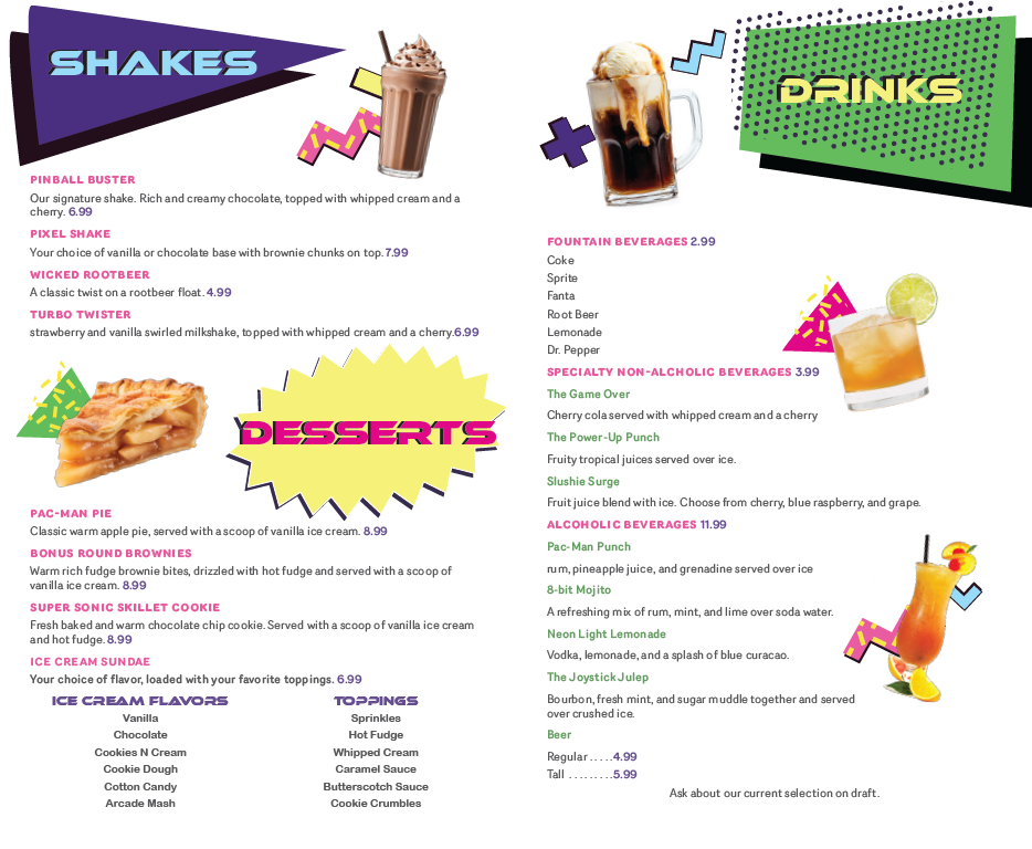 90s themed arcade menu