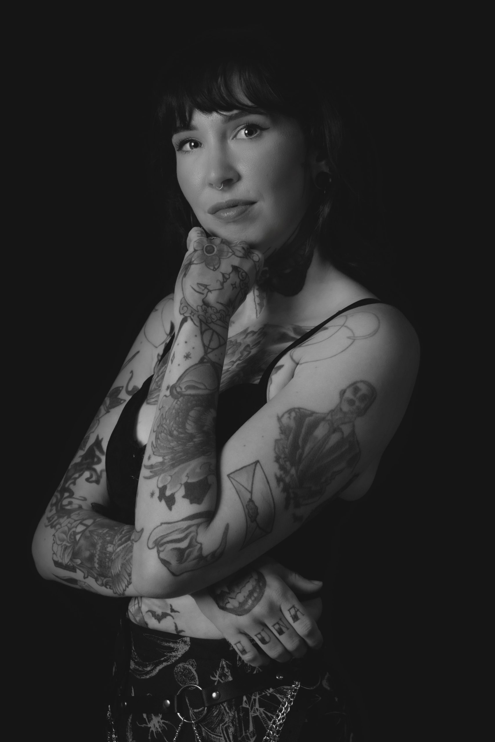 black and white portrait of Erica