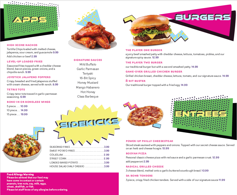 90s themed arcade menu